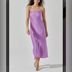 Plisse Tube Midi Dress